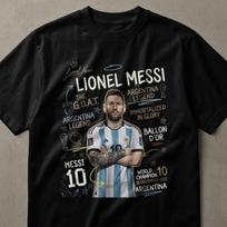 Lionel Messi The GOAT T-Shirt, Football Legend Fan Gift, Number 10 Player Art Tee, World Class Star Commemorative Apparel S