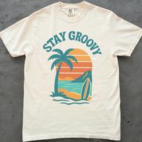 Stay Groovy Retro Surf Tee, 70s Beach Graphic XL