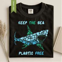 Shark Mosaic Shirt, Great White Tee, Environment Protest Top, Comfort Colors® Hand Drawn Design 2XL