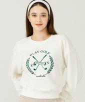 Mongbirdy Golf Green Club Sweatshirt Emblem Green Club Sweatshirt Ivory Ivory/S