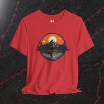 The outdoors at dusk tee shirt captures that perfect wilderness moment, where the wild meets the still! Mountain range at dusk shirt 4XL