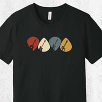 Guitar Plectrum T-Shirt | 4 Pick Silhouette Tee L