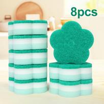 8pcs Peacock Blue Flower Cleaning Sponges, Super Absorbent Reusable for Kitchen Bathroom Car 8 Pieces