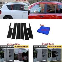 Tinka Jeep Compass 2007-2015 Poliruoti statramsčių stulpeliai Langų apdailos dangtelis BC stulpelio lipdukas Chromuotas bright black