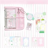 Portable Retro M5 Binder Cartoon Scrapbook Ins Style Clover Themed Journal Book Colorful with Pendant Loose Spiral Notebook rožinė