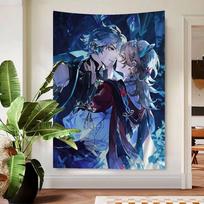 Genshin Impact Kaveh Alhaitham Anime Tapestry Indian Buddha Wall Decoration Witchcraft Bohemian Hippie Wall Hanging Sheets 100X70CM