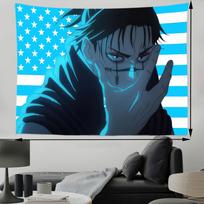 J-Jujutsu Kaisen Choso Blue American Flag Anime Tapestry Cool Aesthetic Room Decor Wall Hanging Room Decoration Items 100X70CM