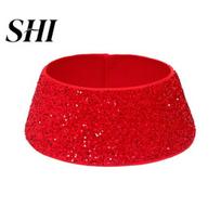 Hidden Trunk Tree Skirt Merry Christmas Red Sequins Base Collar Box Decorative For Props Foot Holiday Decoration New Year Party Supplies Convenient raudona