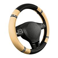 Stitching Steering Wheel Wrap PU Leather Steering Wheel Protector  Car Interior smėlis