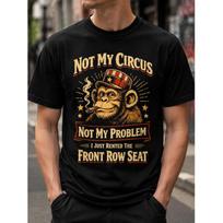 Men's Vintage Graphic Tee With Monkey Illustration And Humorous Quote, Soft Cotton Short Sleeve Crewneck Shirt For Casual Wear S juoda