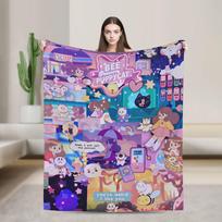 Šilta Minkšta Antklodė Kelionėms Biuras B-Bee Ir P-Puppycat Patalynė Pledai Flanelinis Patalynės Užtiesalas Sofai Kėdei Spausdintas Sofa-Lova Dangalas 75X95CM