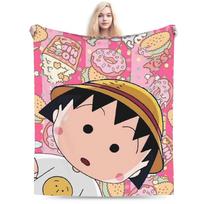 Chibi Maruko Chans Flanelinis pledas Žieminis Šiltas Minkštas Metamas pledas Vaikų Miegamajam Grafinis Antklodė Lovos Užtiesalas Sofos Lovoje 75X95CM