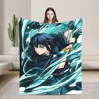 Muichiro Tokito Anime Flanelinis pledas Šiltas minkštas pledas namų dekoravimui kelionėms biurui patogus lovatiesė sofos lovos užvalkalas 75X95CM