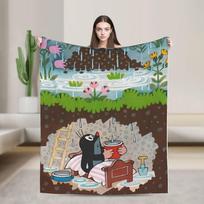 Mažasis kurmiukas Antklodė Super Šilta Juokinga Pliušinė Lovos Patalynė Metimai Sofa Kėdei Stovyklavimui Flanelinė Paklodė Lovos Užvalkalas 75X95CM