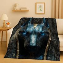 Mirusio Dievo Anubio Faraono Senovės Egipto Mitologija Animacinis Flanelinis Antklodas, Itin Minkštas Pliušinis Užtiesalas Namų Miegamojo Lovos Sofos Dangai 75X95CM