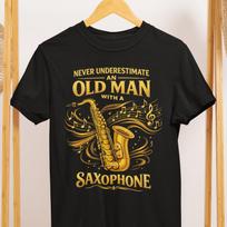 Old Man Saxophone T-Shirt, Jazz Musician Gift, Comfort Colors Cotton Tee 2XL