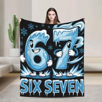 Six Seven  Funny Italian Brainrot Gamer Meme Blanket Soft Plush Throw for Couch Chair Bed  Flannel Bedspread for Kids and Adult 75X95CM