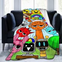 Siaubo muzika Sprunki žaidimas Koralinis vilnos pliušinis pledas Pledas namams kelionėms Super minkštas pliušinis plonas antklodė, 75X95CM