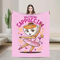 Ballerina Cappuccina Italian Brainrot Memes Blanket  Soft Warm Plush Throw for Couch Chair Sofa Bed  Flannel Girl Bedroom Decor 75X95CM