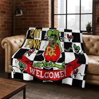 3D Maištaujantis RAT FINK Automobilių Ženklas Animacinis Flanelinis Antklodė, Šiltas ir Jaukus Minkštas Mėtomasis Antklodė Namams Miegamajam Lovai Sofai Iškylai Dangalas 75X95CM
