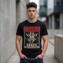 Gracie The Giraffe Missing T-Shirt; Funny Texas Giraffe Retro Tee; Vintage Missing Poster Graphic Top L