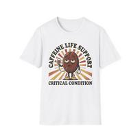 Caffeine Life Support Coffee Bean Cartoon T-Shirt | Critical Condition 2XL