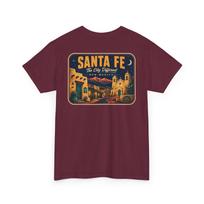 Santa Fe - Mid Century Luggage Tag T-Shirt | Retro Southwest City Badge Tee S