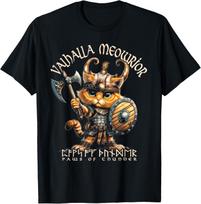 Norse Valhalla Nordic Cat Warrior TShirt 100 Cotton ONeck Short Sleeve Summer Casual Mens Tshirt Streetwear S įvairiaspalvis