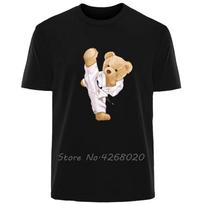 Summer Oversized Tshirts New Kung Fu Bear Print Unisexs Clothes Fitness T Shirt Comfortable Breathable Round Large Cotton Tshirt S įvairiaspalvis