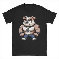 Vintage Bodybuilding Pitbull Dog With Neck Chain TShirt for Unisex O Neck Cotton T Shirt  Short Sleeve Tee Shirt Original Clothes S įvairiaspalvis