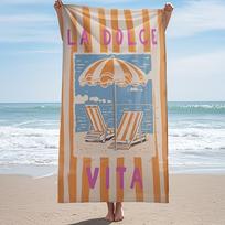 Unique La Dolce Vita Beach Towel Large Italian Style Pool Mat Microfiber Quick Dry Sport Towel Creative Summer Holiday Gift XXL 50x100cm