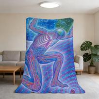 Alex Grey Trippy Psychedelic Blanket Flannel Warm Soft Throw Blanket For Room Sofa Childish Birthday Gifts Size: 75*100cm, Weight: 230 GSM