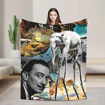 Salvador Dali Temptation of Saint Anthony Blankets Flannel Funny Breathable Throw Blankets Chair Covering Spring Autumn Outdoor Size: 75*100cm, Weight: 230 GSM