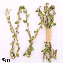 5/10M DIY Wedding Decal Vintage Jute Twine Burlap Rope Artificial Leaf Natural Hessian 5m