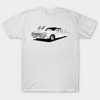 Men Black Print T-shirt 64 Impala No-Cut Heat Transfer Print Cotton Tshirt M balta