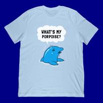 Funny Dolphin Pun T-Shirt | Sad Porpoise Sea Creature Apparel S