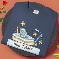 Comfort Colors Personalized Math Teacher T shirt, Custom Name Ruler Shirt, Cute Calculator Teacher Shirt Gift, Back to School Tee 4XL