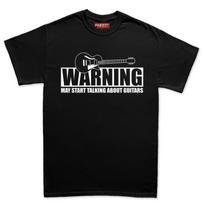 Mens Warning May Start Talking Guitars Funny Guitarist T-Shirt Tee Top T-Shirt M