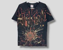 Vintage Slipknot line up allover print AOP T-Shirt collectible American nu metal concert tour tee black Medium M