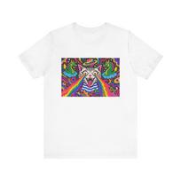 Psychedelic Tiger Rainbow Eyes Tee | Trippy Cat Graphic Shirt S