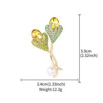 Elegant Tulip Brooch Glass Pearl Graceful Suit Coat Ornament