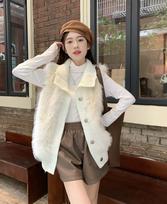Korean style stand-up collar mink sleeveless sweater women's jacket autumn and winter new loose temperament elegant knitted cardigan M balta