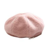 Keep Warm Women Berets Plush Octagonal Hat Vintage British Beanie Hat  Autumn rožinė