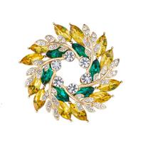 Weiman Champagne Green Flower Brooches Luxury Women Fashion Rhinestone Crystal Gold Plated Alloy Customize Designer Brooch Pins XD825349 auksas