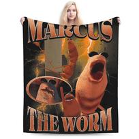 Relax Funny Robert Help Marcus The Worm Blanket Bed Decorative Blanket Throw Super Soft Coral Fleece Plush for Outdoor Size: 75*100cm, Weight: 230 GSM