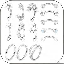 Stainless Steel Trendy Heart Curved Barbell Plain Twist Hoops Internally Threaded Versatile Unisex Piercing Eyebrow Lip Ear Nose