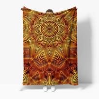 Psychedelic Geometric Pattern Blanket Fractal Throw Blanket Abstract Aztec Bed Blanket Vivid Orange Brown Designs Size: 75*100cm, Weight: 230 GSM