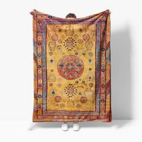 Turkiškas vintažinis kilimo pledas Boho medvilninis lovos, sofos dekoratyvinis užvalkalas namų dekorui Size: 75*100cm, Weight: 230 GSM beige