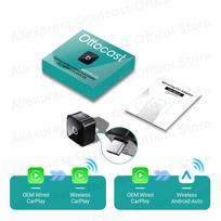 OTTOCAST 2026 3 in 1 Mini Air Wireless Android Auto CarPlay AirPlay Mirroring Express Car Accessories for OEM Wired CarPlay Cars Black Type C to C