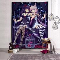 Anime Loli Tapestry, Cute Japanese-Style Polyester Wall Hanging, Anime Home Decor for Dorm Rooms and Bedrooms 100X70CM
